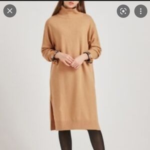 Uniqlo tan wool midi sweater dress. Size XS.